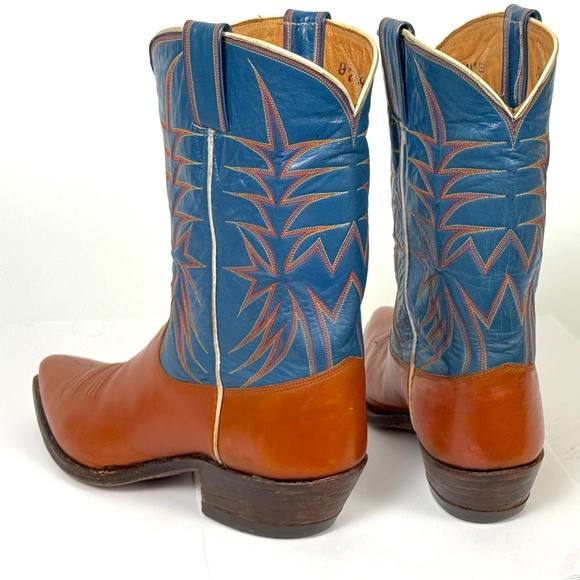 Dixon Vintage 50\'s Cowboy Boots - Wmns 7B Brown Blue Shorty Excellent Pee Wee